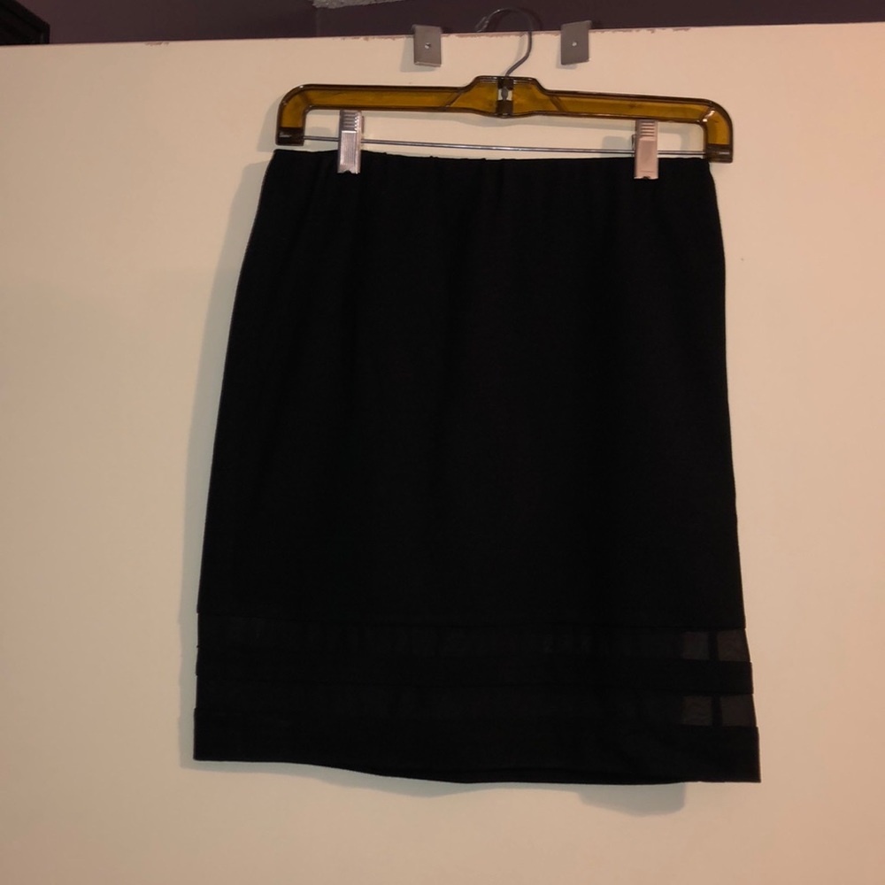 Black Vince Camuto fitted skirt with sheer detail
